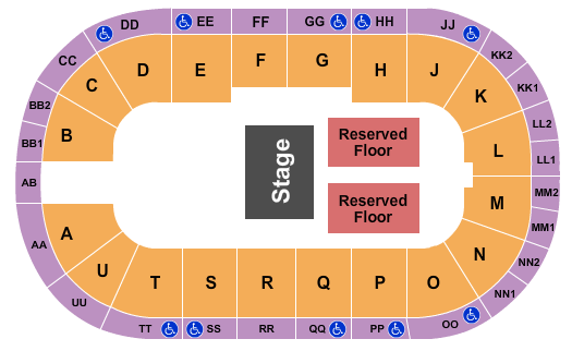 Viaero Event Center Seating Chart: Endstage Reserved 2