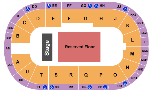 Viaero Event Center Seating Chart: Endstage Reserved