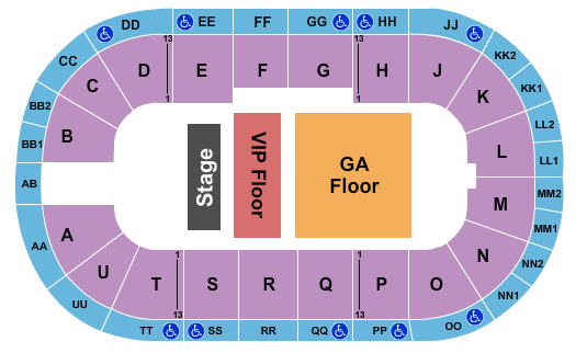 Viaero Event Center Seating Chart: Endstage VIP Floor