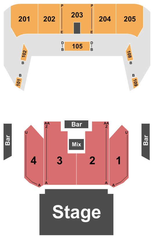 Vibrant Music Hall Seating Chart: Endstage 2