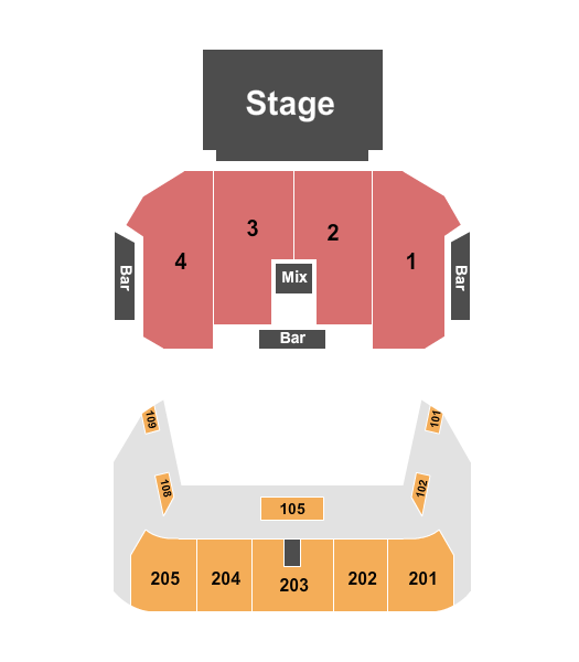 Vibrant Music Hall Seating Chart: End Stage