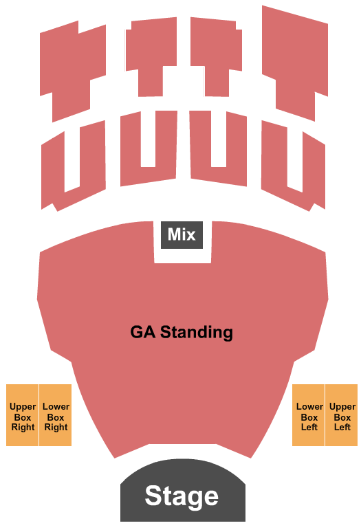 Vic Theatre Seating Chart: Endstage GA with Boxes