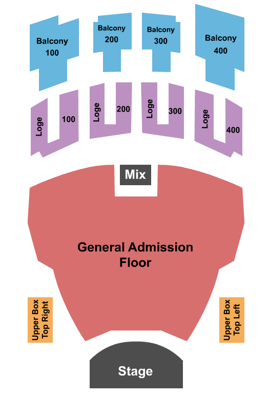Vic Theatre Seating Chart: Endstage GA Floor with Loge