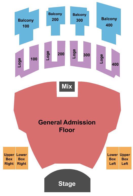 Vic Theatre Seating Chart: Endstage GA Floor with Loge