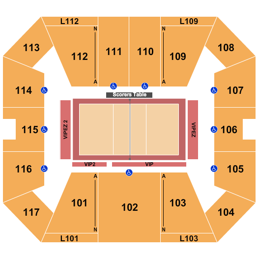Victory Heights Arena and Sports Performance Center Seating Chart: Volleyball
