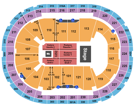 Centre Videotron Seating Chart: Endstage 4