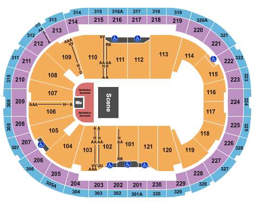 Centre Videotron Seating Chart: Quarterhouse GA Floo