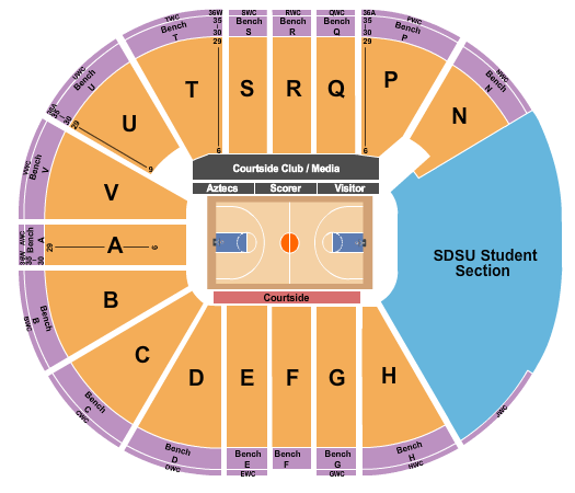 Viejas Arena At Aztec Bowl Seating Chart: Basketball