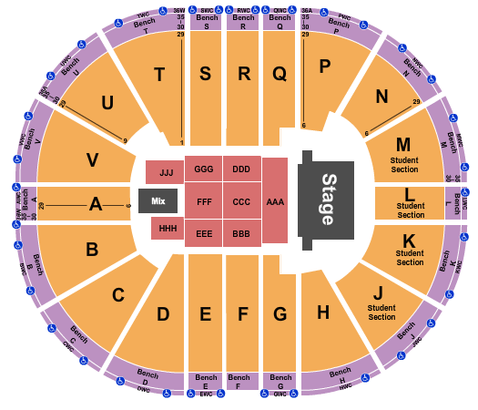 Viejas Arena At Aztec Bowl Seating Chart: Endstage 8