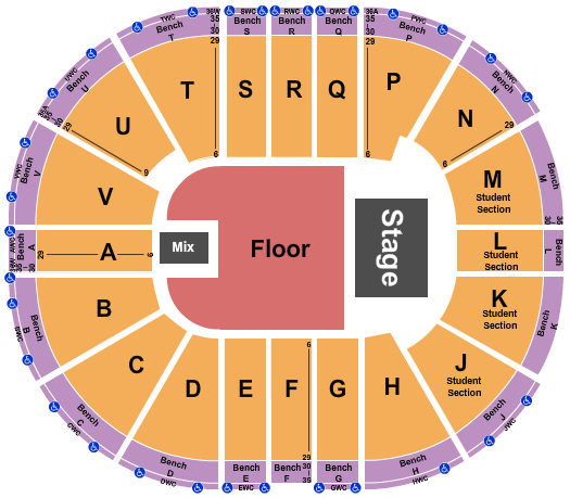 Viejas Arena At Aztec Bowl Seating Chart: Endstage GA Floor 2