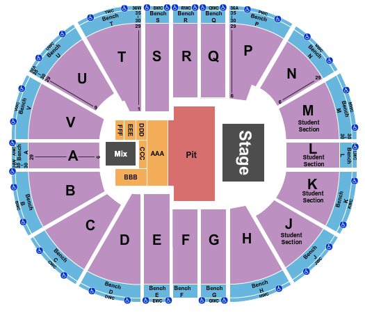 Viejas Arena At Aztec Bowl Seating Chart: Endstage Pit