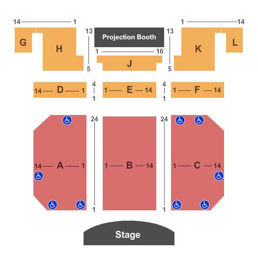 Fox Theatre - Visalia Seating Chart: End Stage