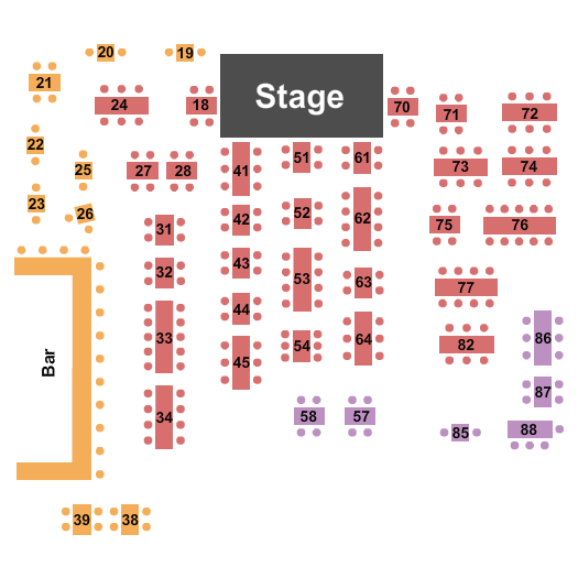 Visani Italian Steakhouse and Comedy Theater Seating Chart: Tables