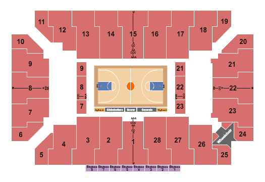 Visions Veterans Memorial Arena Seating Chart: Harlem Globetrotters