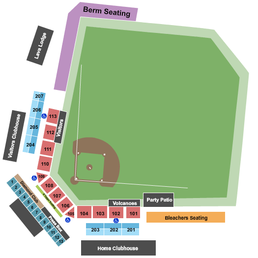 Volcanoes Stadium Seating Chart: Baseball