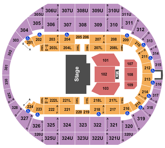Propst Arena At the Von Braun Center Seating Chart