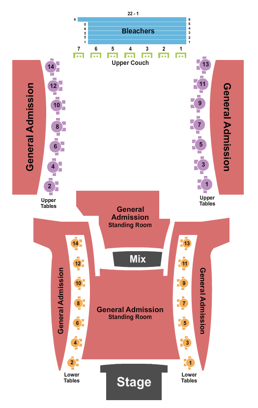 VooDoo Lounge At Harrah's Kansas City Seating Chart: GA Floor - Upper/Lower Tables