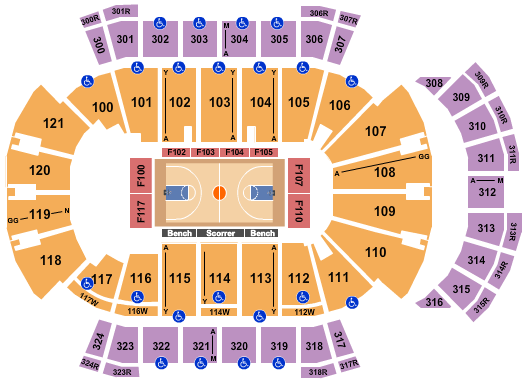 VyStar Veterans Memorial Arena Seating Chart: Basketball - College