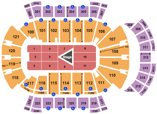 VyStar Veterans Memorial Arena Seating Chart: Center Stage