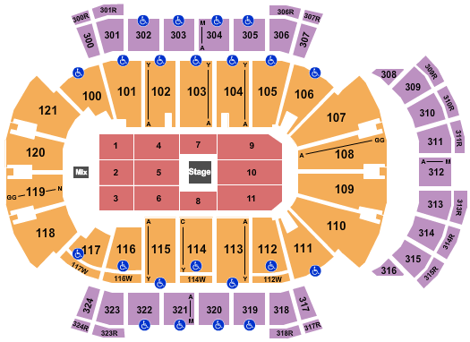 VyStar Veterans Memorial Arena Seating Chart: Center Stage 2