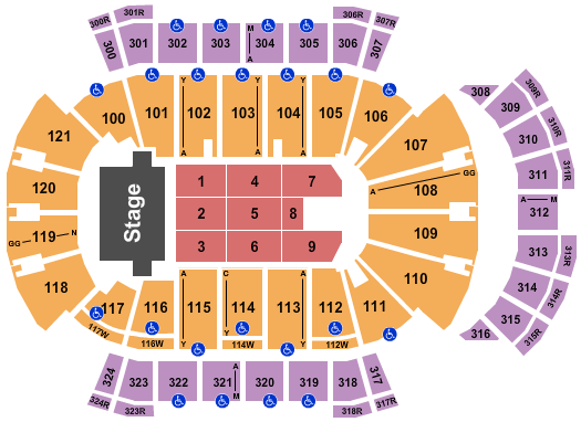 VyStar Veterans Memorial Arena Seating Chart: Endstage 2