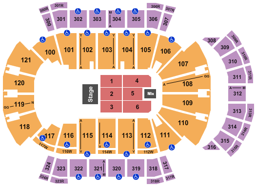 VyStar Veterans Memorial Arena Seating Chart: Endstage 3