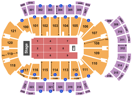 VyStar Veterans Memorial Arena Seating Chart: Endstage 4