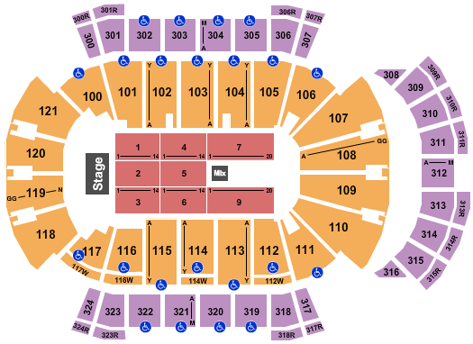 VyStar Veterans Memorial Arena Seating Chart: Endstage 6