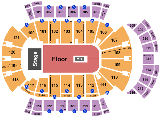 VyStar Veterans Memorial Arena Seating Chart: Endstage GA Floor