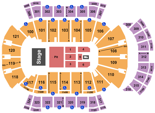 VyStar Veterans Memorial Arena Seating Chart: Endstage GA Pit 2