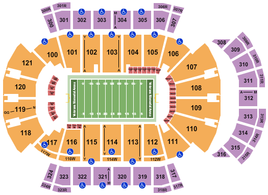 VyStar Veterans Memorial Arena Seating Chart: Football