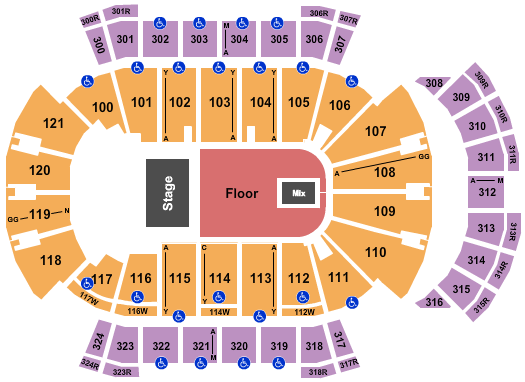 VyStar Veterans Memorial Arena Seating Chart: Half House GA Flr