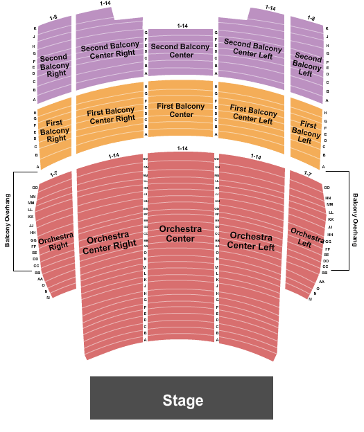 W L Jack Howard Theatre Seating Chart: Endstage No Pit