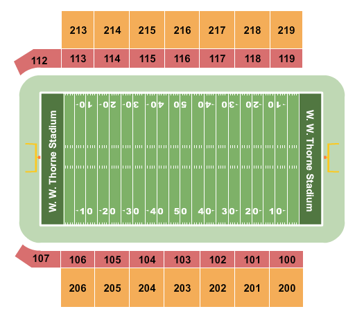 W.W. Thorne Stadium Seating Chart: Football