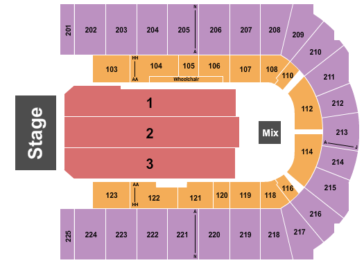 Upstate Medical University Arena at Onondaga County War Memorial Seating Chart: Endstage 2025