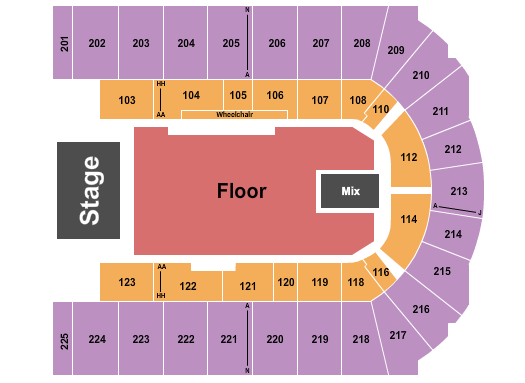 Upstate Medical University Arena at Onondaga County War Memorial Seating Chart: Endstage Floor