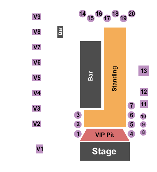 Warehouse Live Midtown Seating Chart: VIP Pit/Standing/Tables