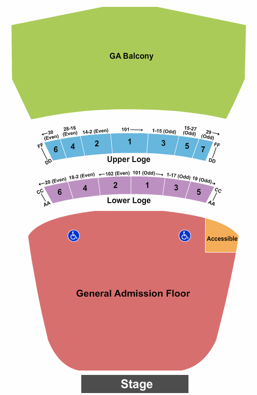 Warfield Seating Chart: Endstage GA Flr/GA Balc 2