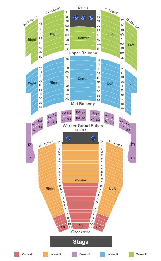 Warner Theatre - DC Seating Chart: End Stage Zone