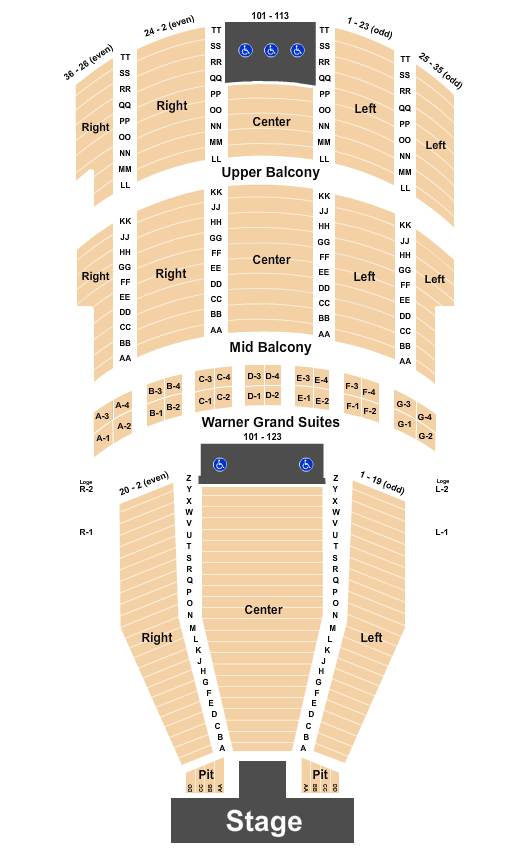 Warner Theatre - DC Seating Chart: Endstage Catwalk