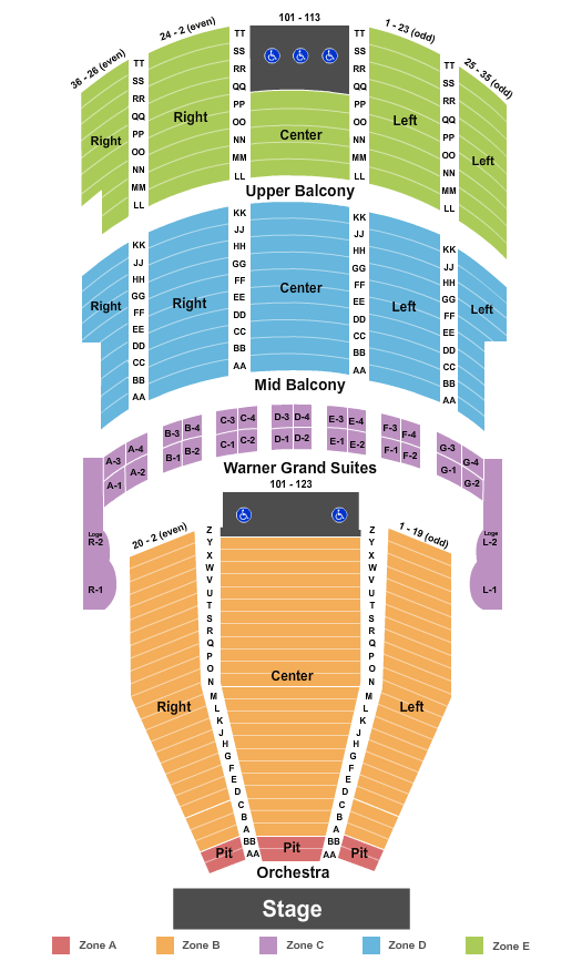 Warner Theatre - DC Seating Chart: End Stage