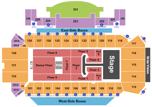 Washington/Grizzly Stadium Seating Chart: Pink