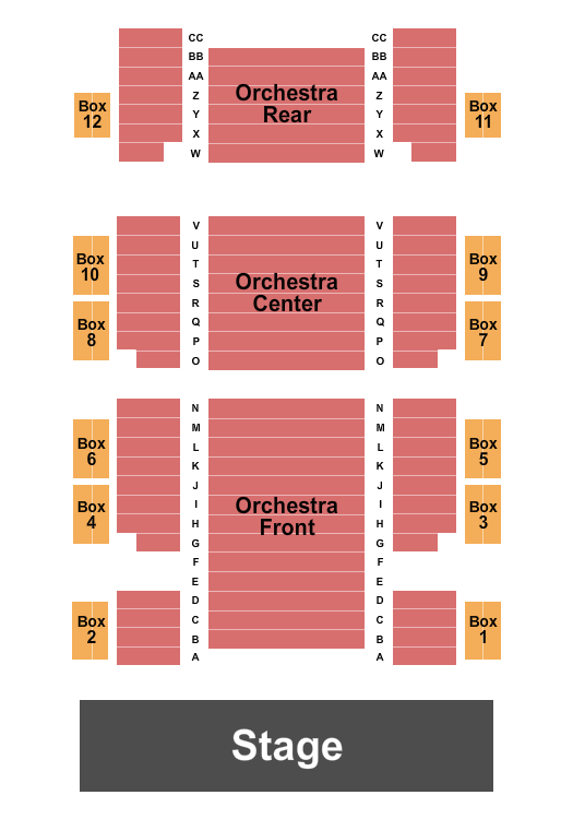 Weill Hall At Green Music Center Seating Chart: Endstage Front/Cent/Rear