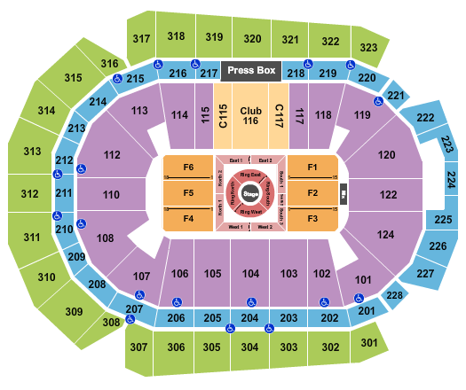 Casey's Center Seating Chart: Center Stage Comedy