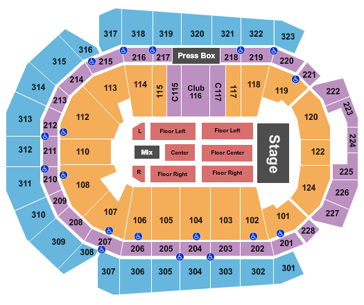 Wells Fargo Arena - IA Seating Chart: End Stage 2