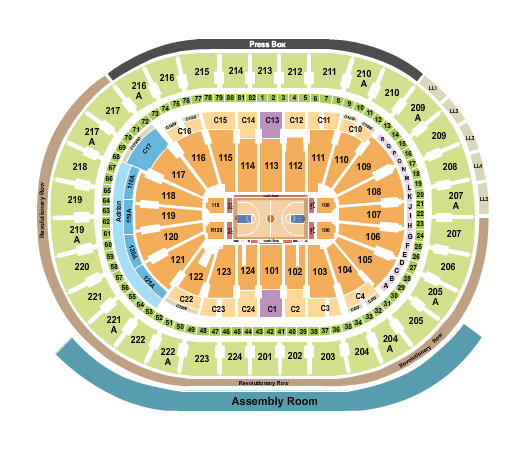 Wells Fargo Center - PA Seating Chart: Basketball Rows