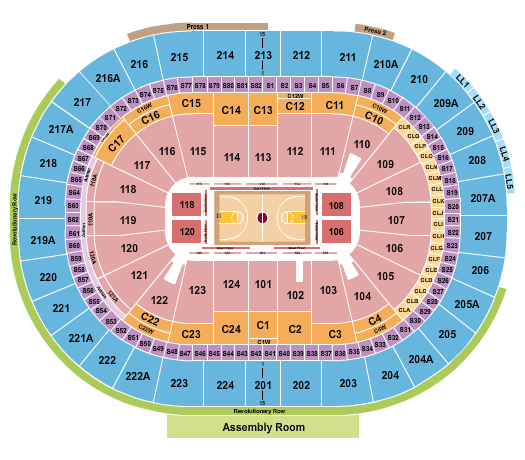 Xfinity Mobile Arena Seating Chart: Basketball