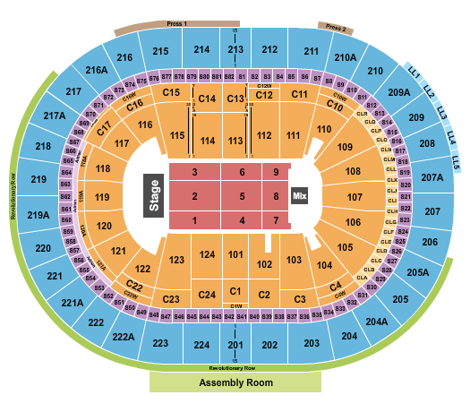 Xfinity Mobile Arena Seating Chart: End Stage 5