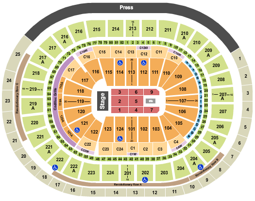 Wells Fargo Center - PA Seating Chart: End Stage 6