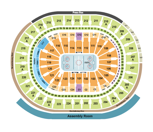 Wells Fargo Center - PA Seating Chart: Hockey Rows